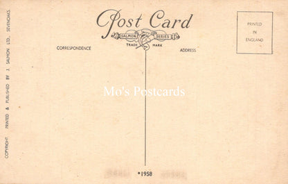 Vintage-style postcard with 'Mo's Postcards' branding and publication details.