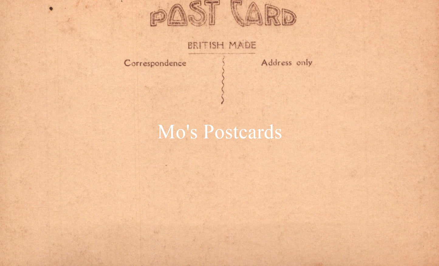Vintage-style postcard with 'Mo's Postcards' branding on a brown background