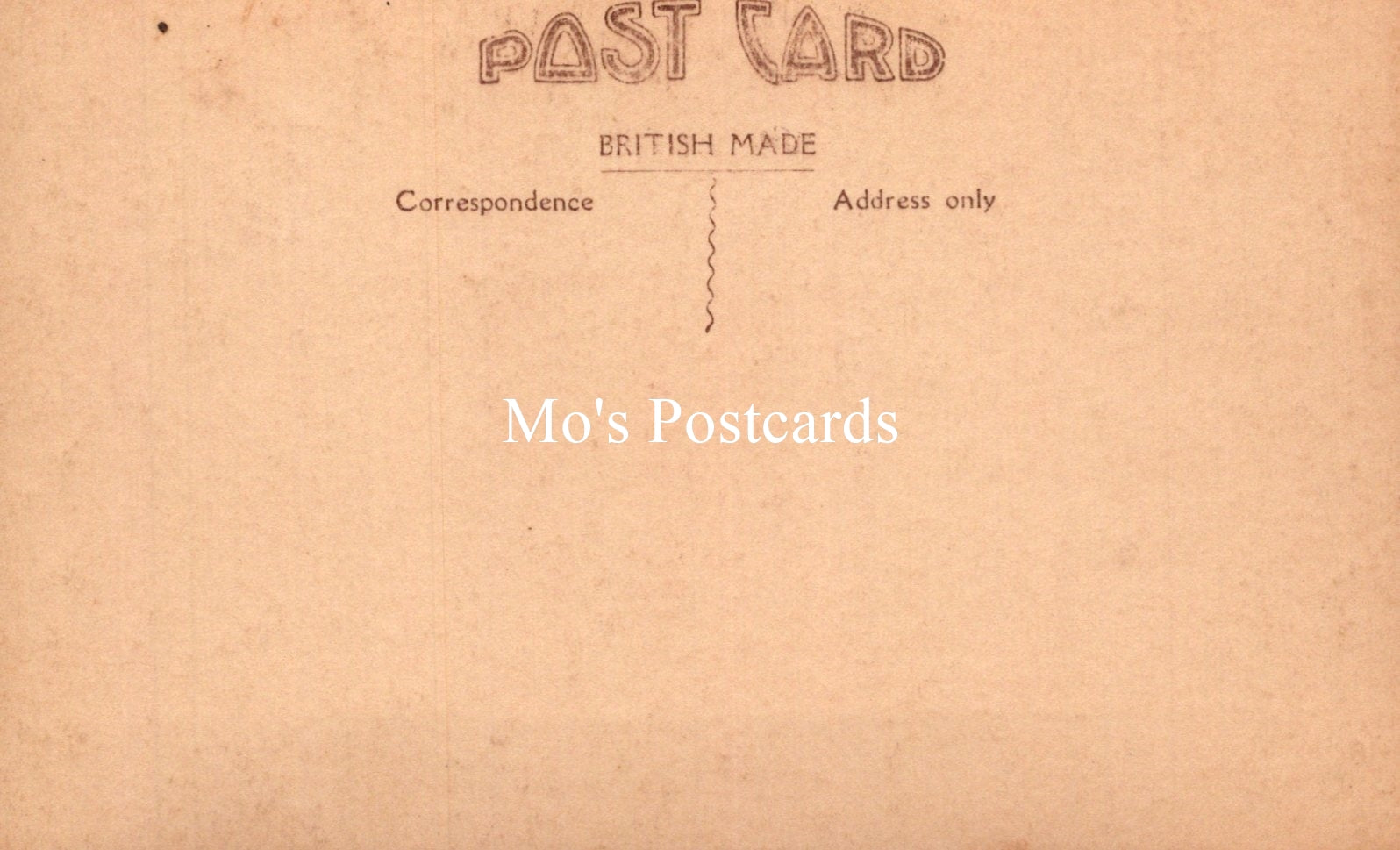 Vintage-style postcard with 'Mo's Postcards' branding on a brown background