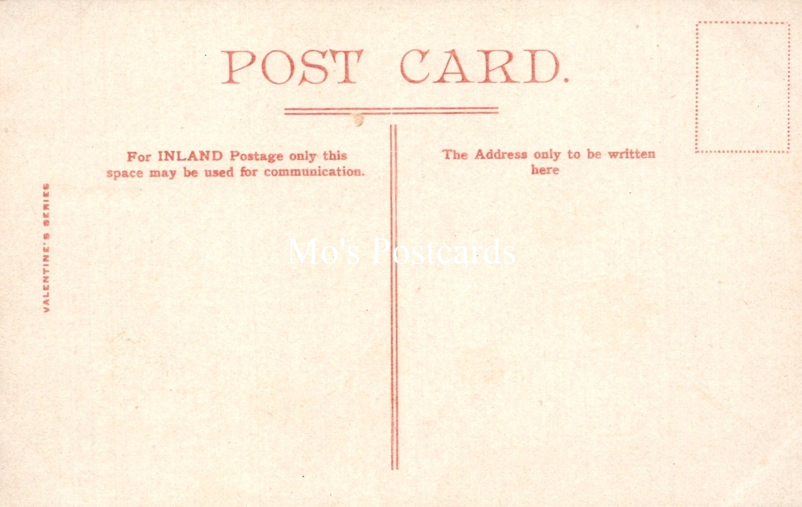 Vintage-style postcard with red text on a beige background
