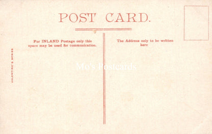 Vintage-style postcard with red text on a beige background