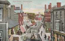 Load image into Gallery viewer, Vintage postcard of High Street, Littlehampton with colorful buildings and people.
