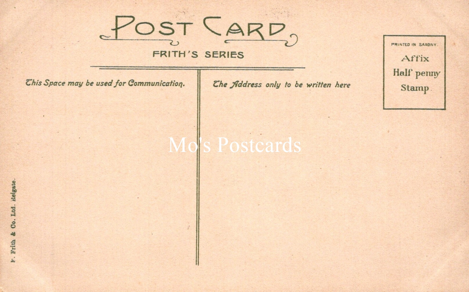 Vintage-style postcard with 'Mo's Postcards' branding on a beige background