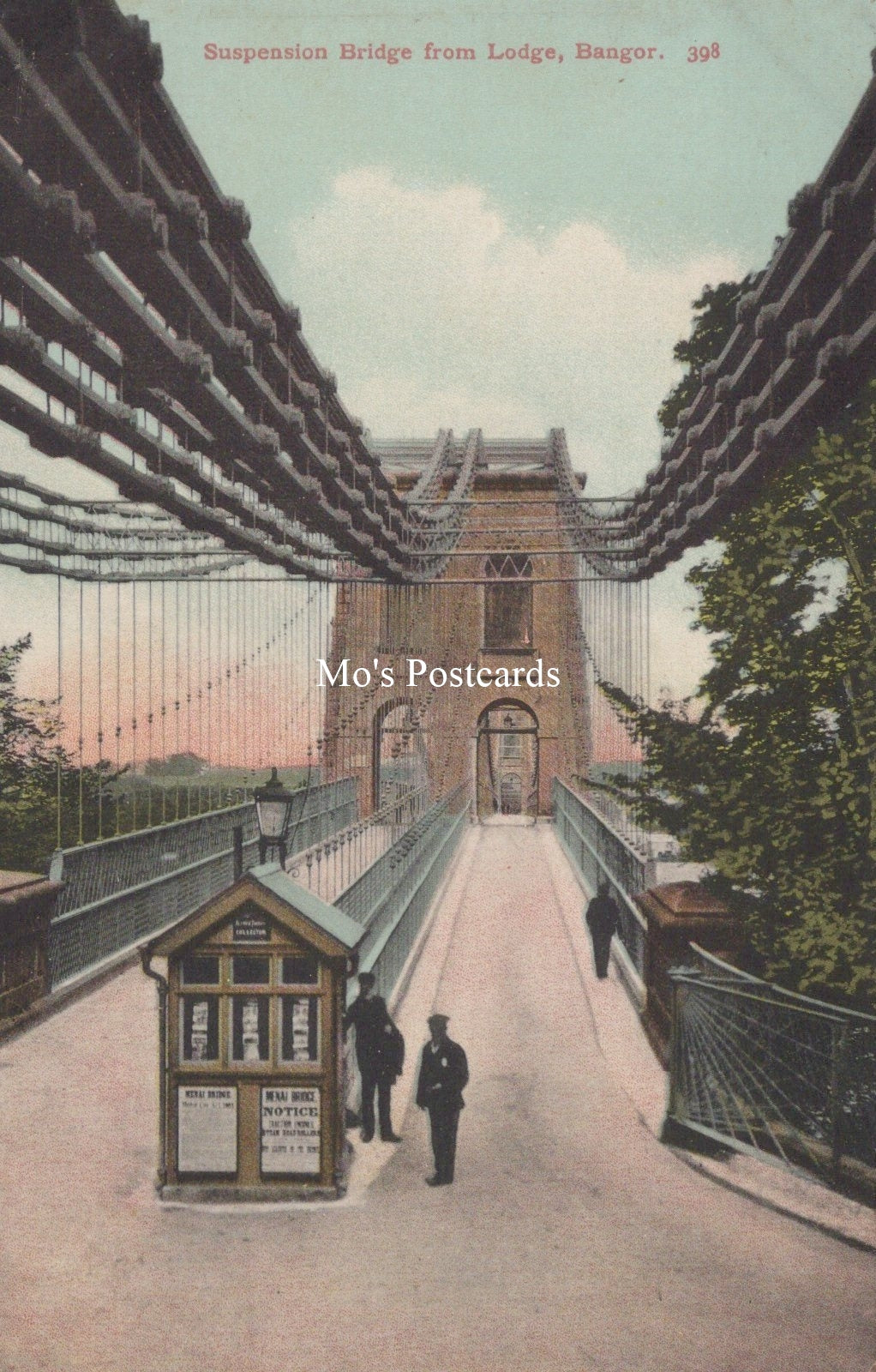 Wales Postcard - Suspension Bridge From Lodge, Bangor  SW19452