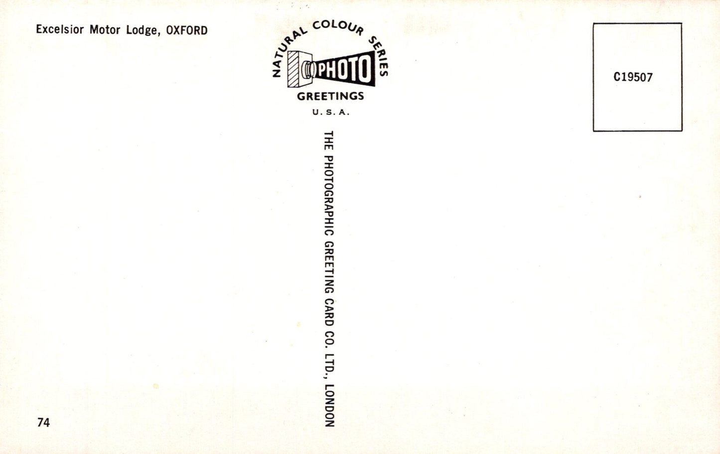 Oxfordshire Postcard - Excelsior Motor Lodge, Oxford  SW19455