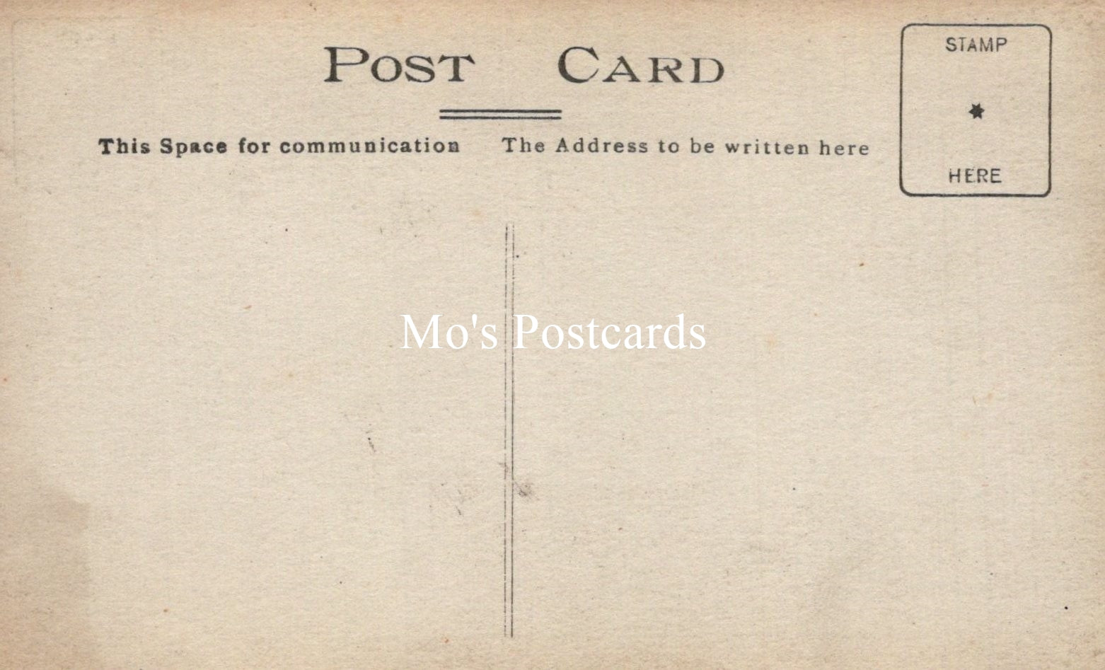 Vintage-style postcard with 'Mo's Postcards' branding
