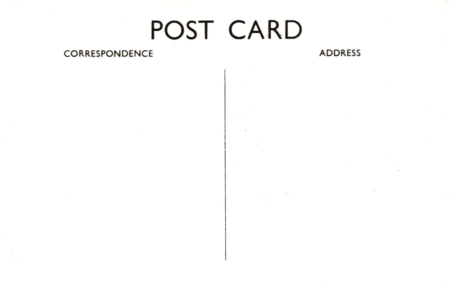 Blank postcard with 'Correspondence Address' text on a white background