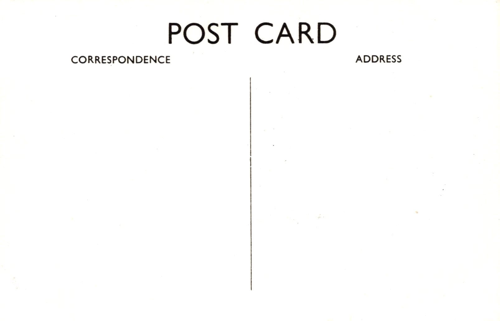 Blank postcard with 'Correspondence Address' text on a white background