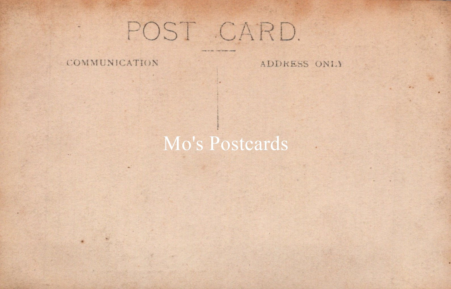 Vintage-style postcard with 'Mo's Postcards' branding on a brown background