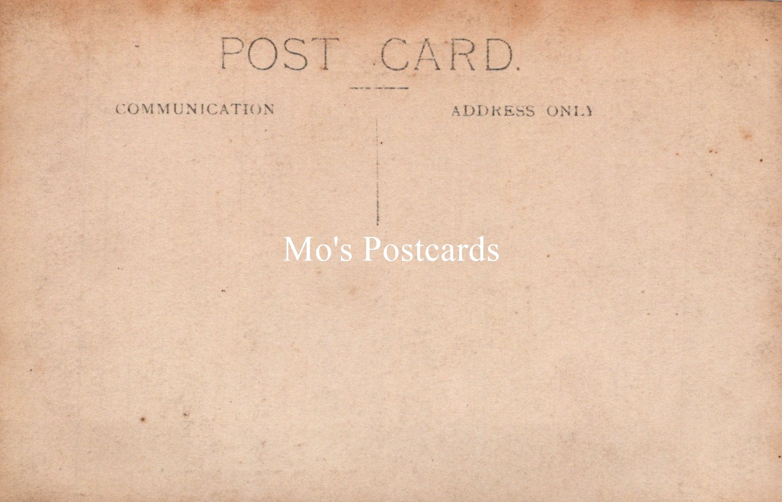 Vintage-style postcard with 'Mo's Postcards' branding on a brown background