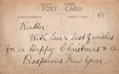 Vintage postcard with handwritten text and 'Mox Postcards' branding.