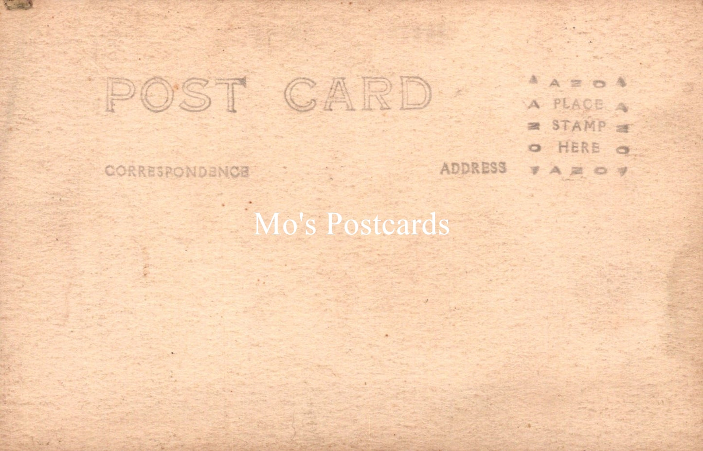 Vintage-style postcard with 'Mo's Postcards' branding on a beige background