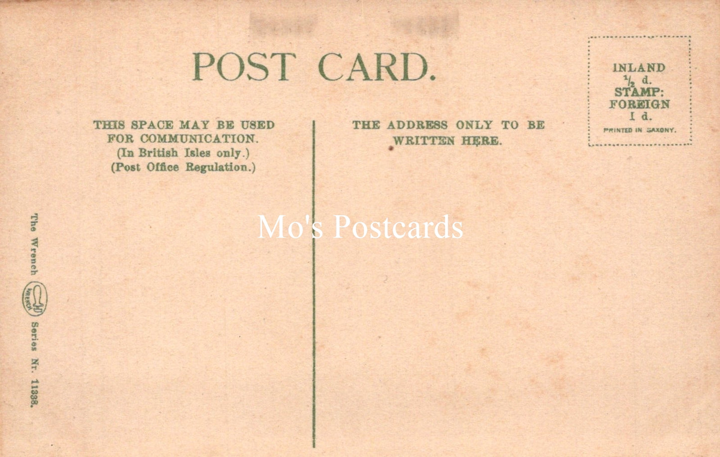 Vintage postcard with text and a stamp placeholder on a beige background