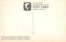 Load image into Gallery viewer, Vintage salmon cameracolour postcard with text and logo on a beige background
