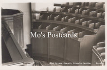 Load image into Gallery viewer, Black and white photo of church pews in a chapel with &#39;Mo&#39;s Postcards&#39; text overlay.
