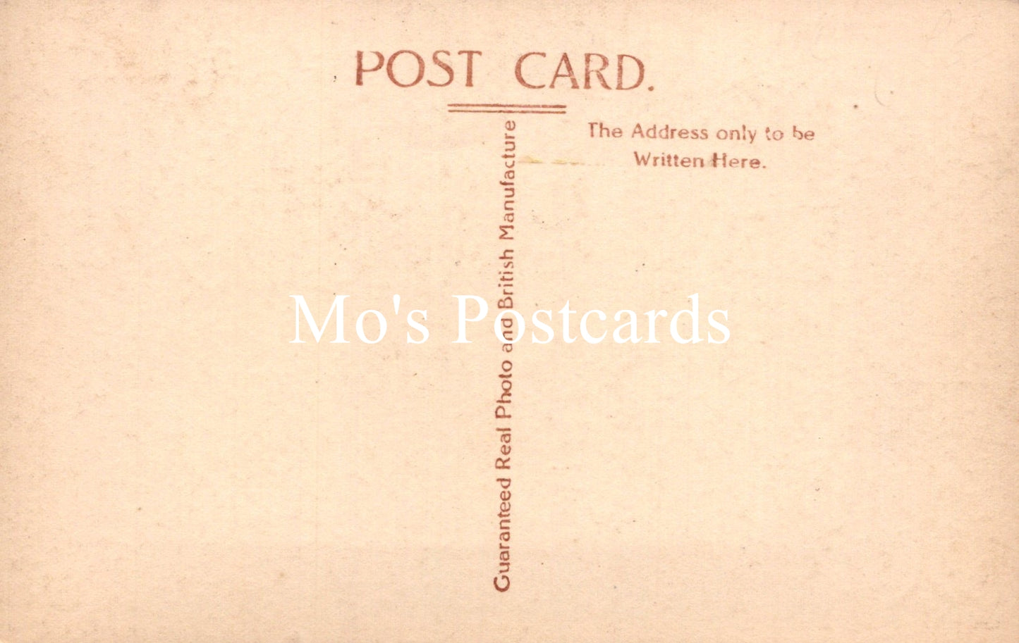 Vintage-style postcard with 'Mo's Postcards' branding on a beige background
