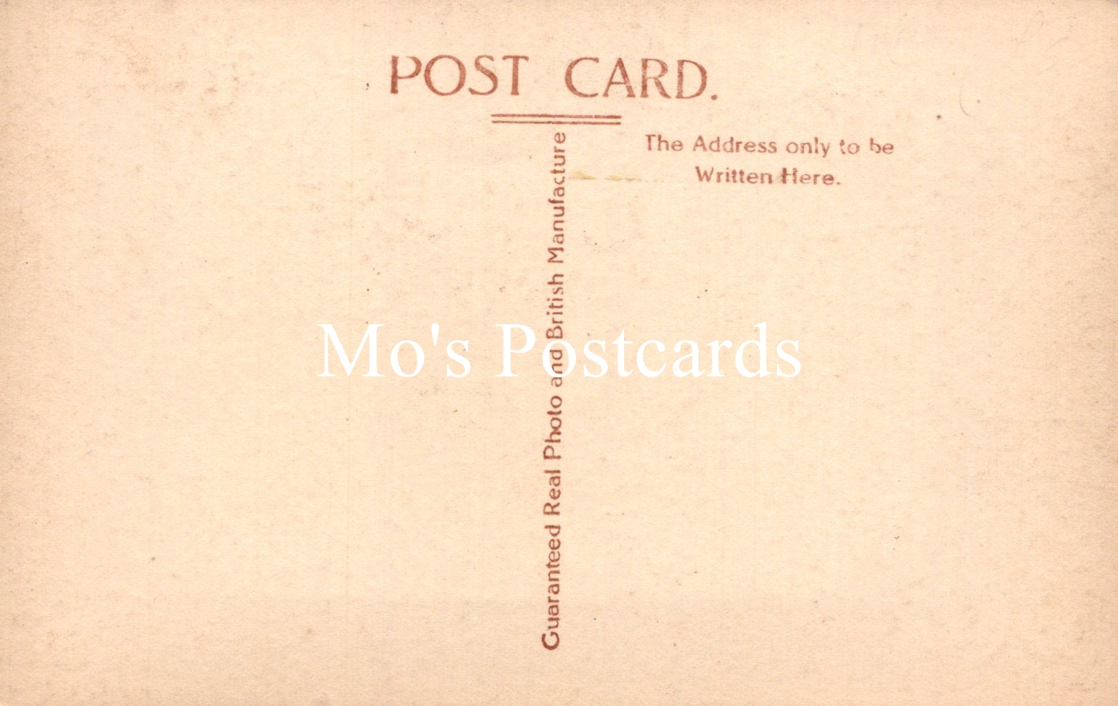 Vintage-style postcard with 'Mo's Postcards' branding on a beige background