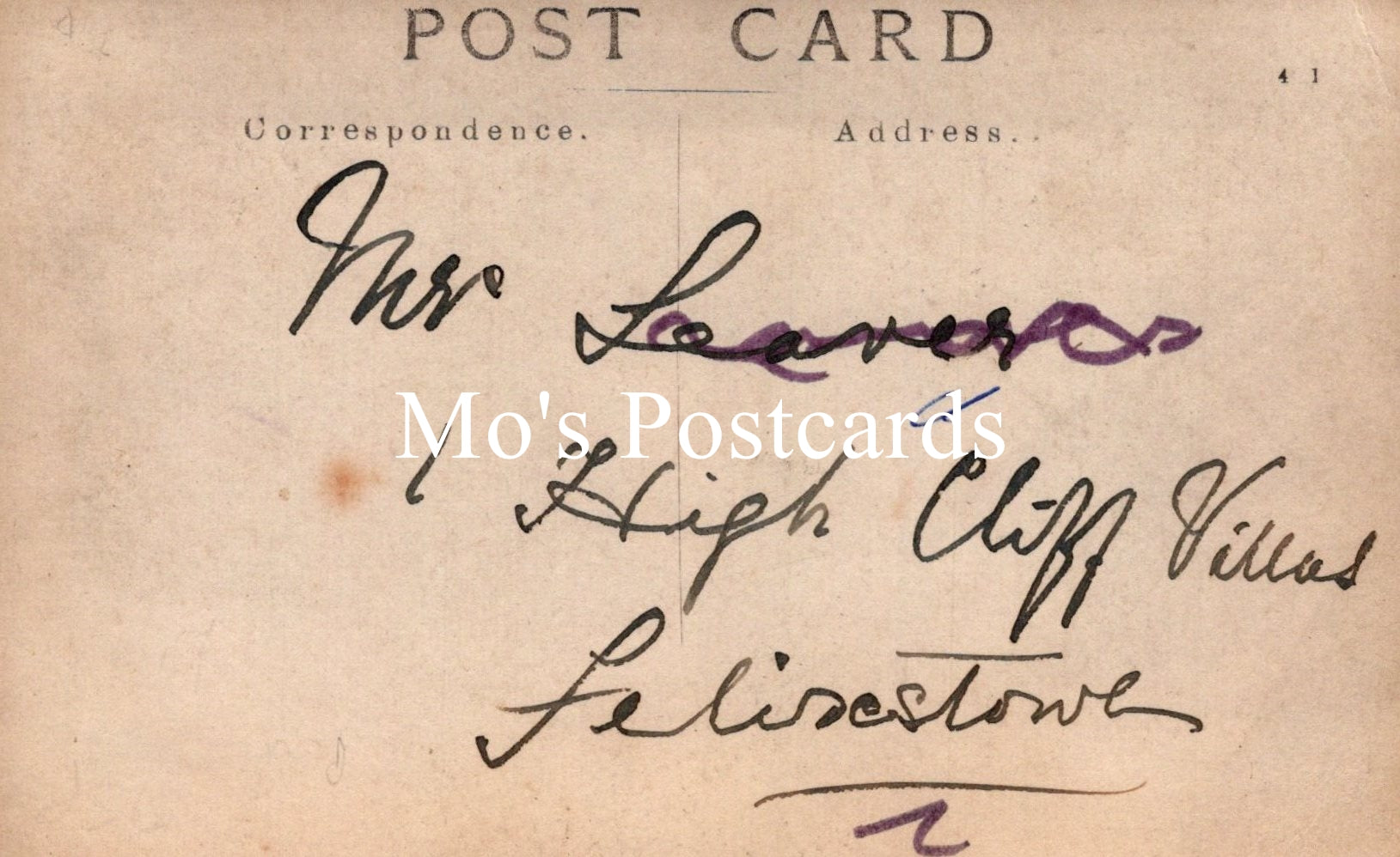 Vintage postcard with handwritten address 