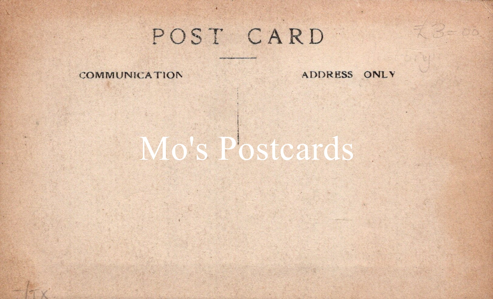 Vintage-style postcard with 'Mo's Postcards' text on a brown background