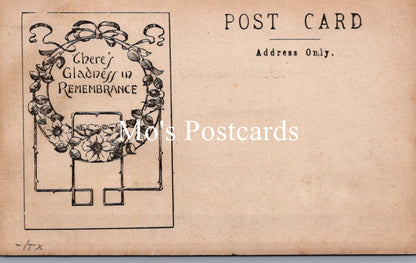 Vintage-style postcard with floral design and text on a brown background