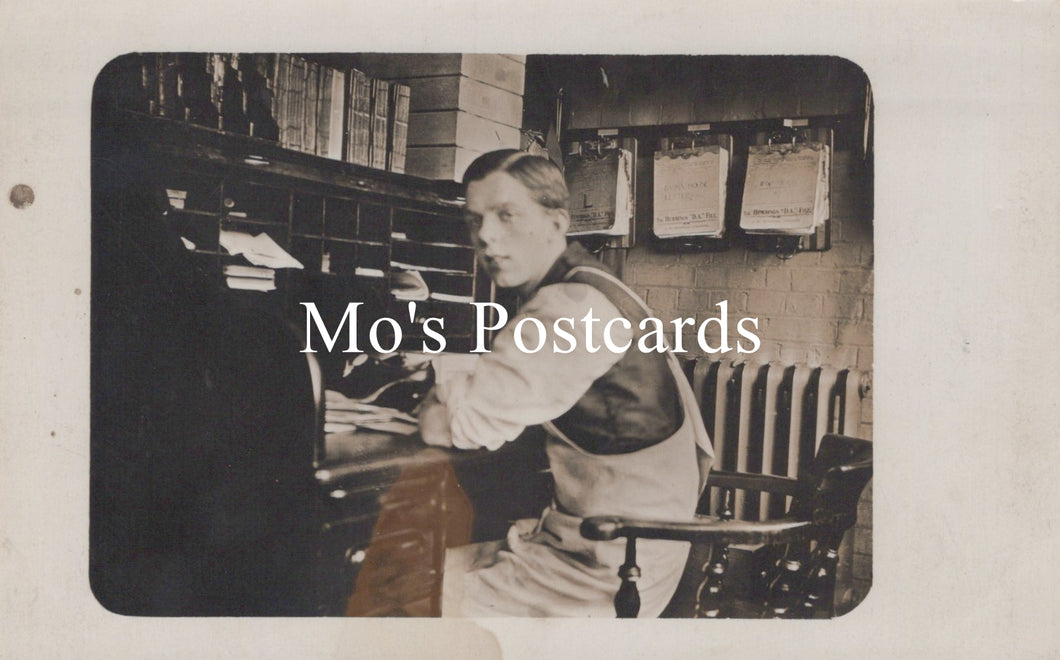 Social History Postcard -  Young Man Working in a Leicester Office SW19653