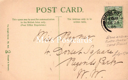Vintage postcard with text and a stamp, featuring the brand 'Mae's Postcards'.