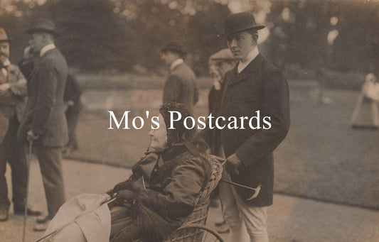 Vintage black and white photo of people in a park 