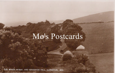 Sepia-toned postcard with a landscape view  