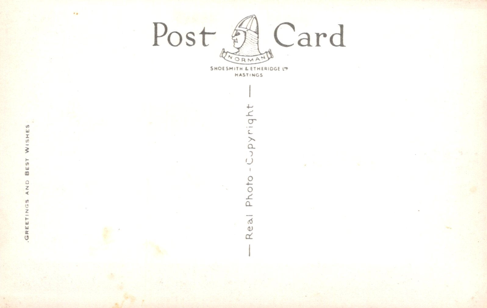 Blank postcard with 'Post Card' branding and text on a light background