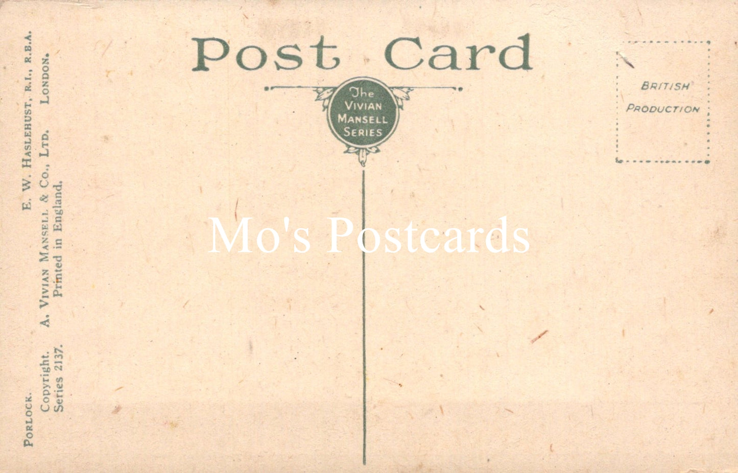 Vintage postcard with 'Mo's Postcards' branding and a visible logo.