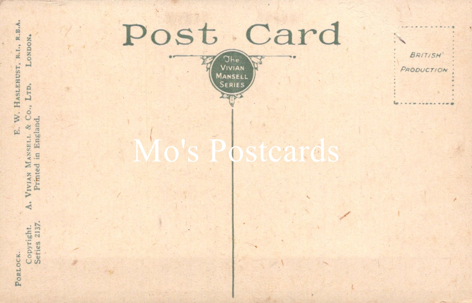 Vintage postcard with 'Mo's Postcards' branding and a visible logo.