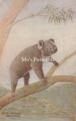Illustration of a bear on a branch  