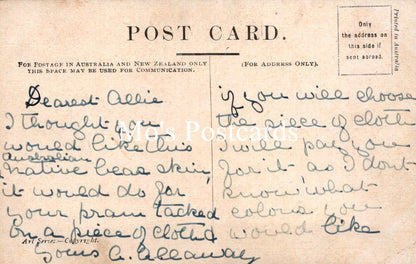 Vintage postcard with handwritten text on a white background