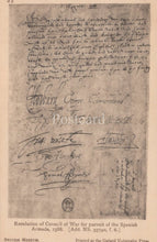 Load image into Gallery viewer, Old document with handwritten text and signatures, likely a historical military document, on a postcard.
