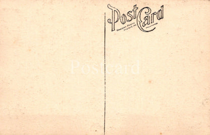 Vintage postcard with 'Post Card' text and a vertical line on a beige background