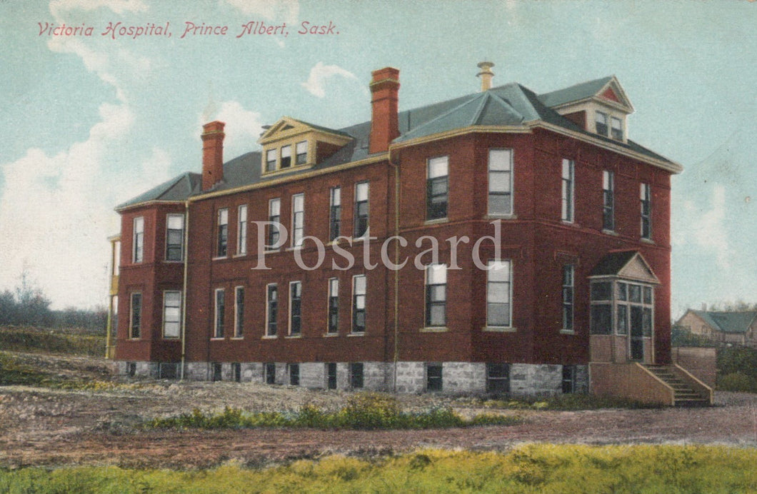 Vintage postcard of Victoria Hospital in Prince Albert, Saskatchewan