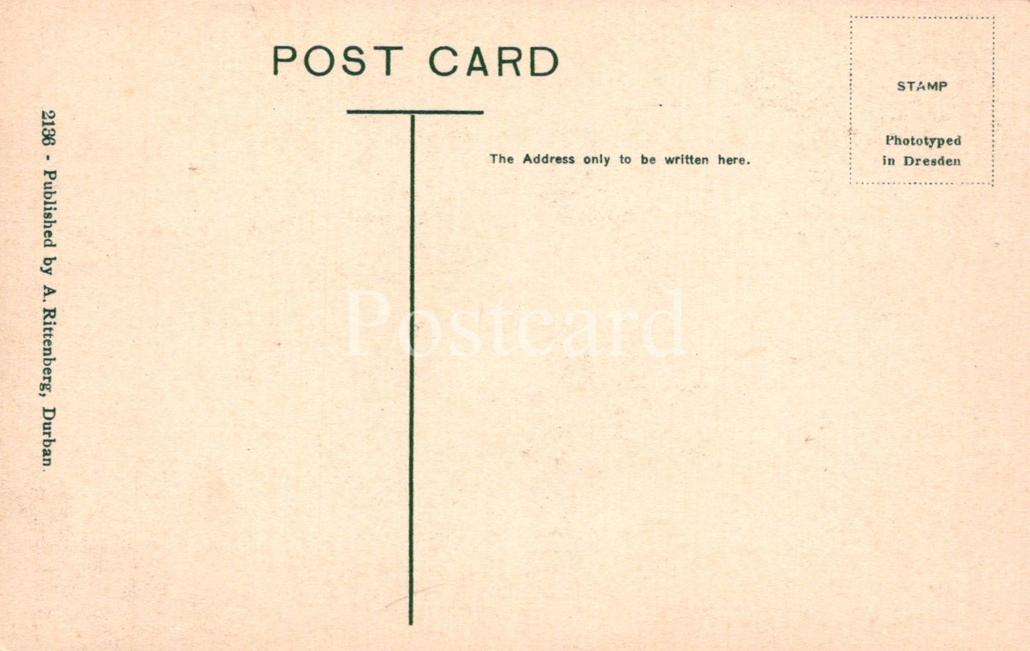 Vintage postcard with text and a stamp placeholder on a beige background