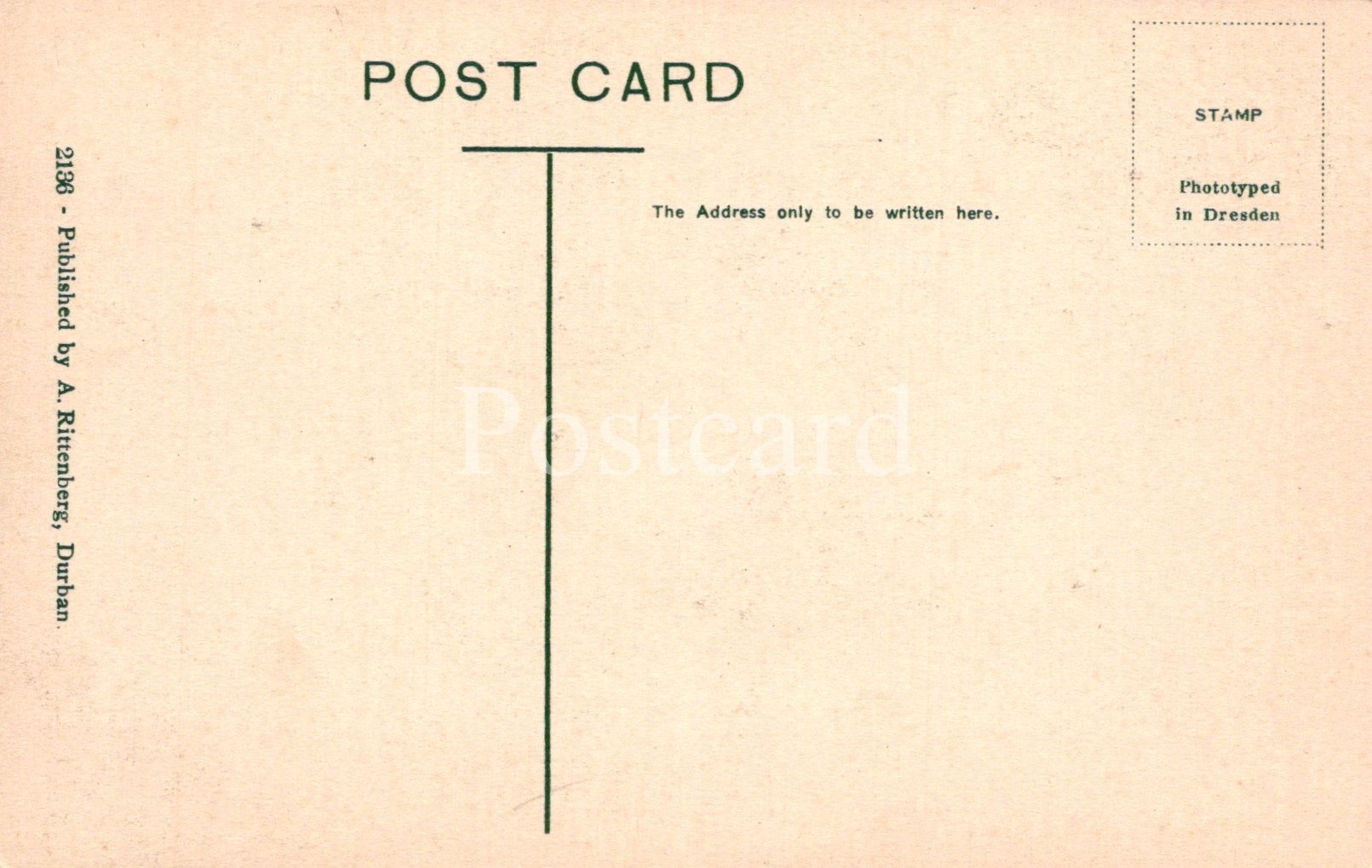 Vintage postcard with text and a stamp placeholder on a beige background