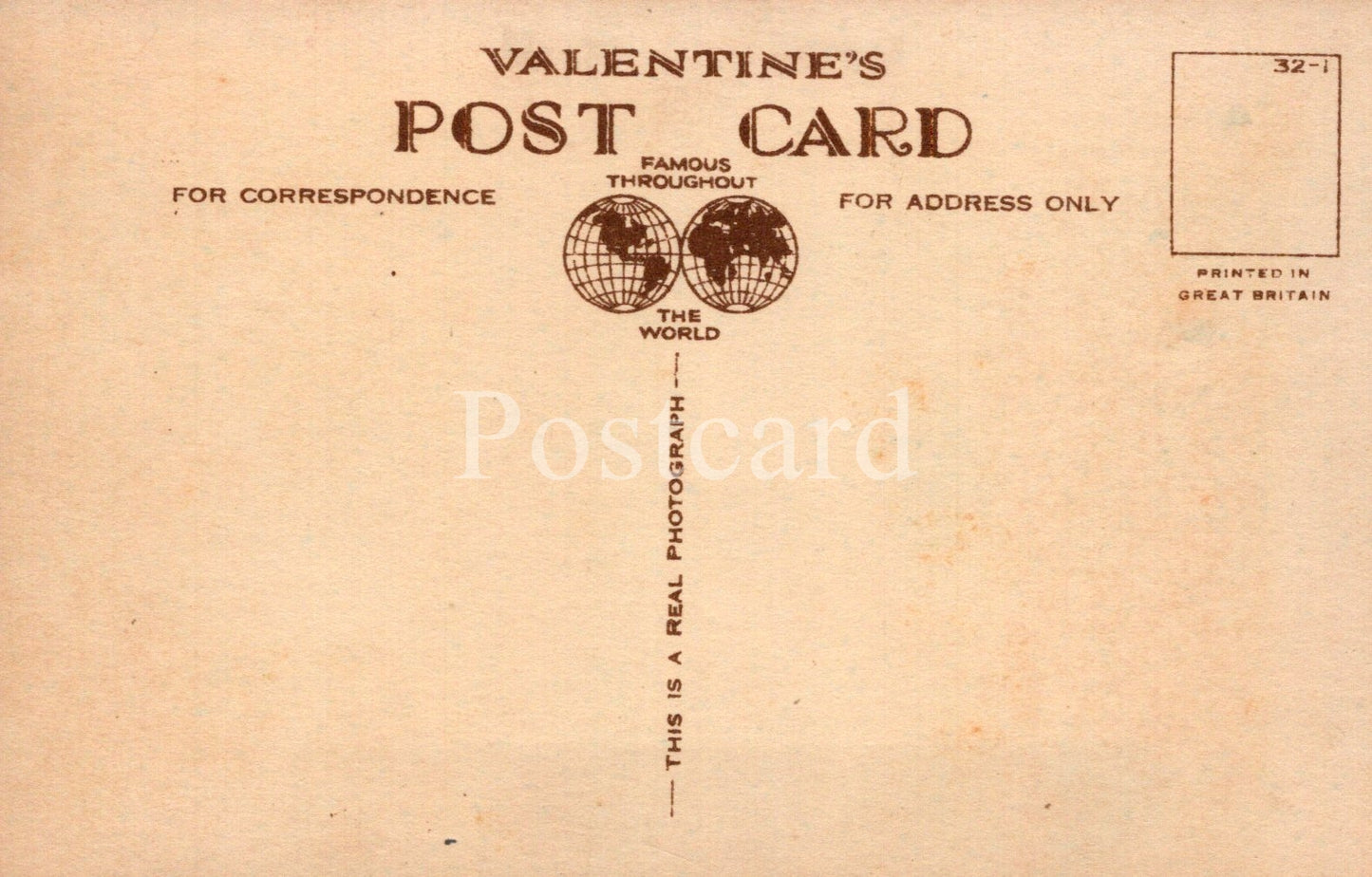 Vintage Valentine's postcard with text and world map design on a beige background