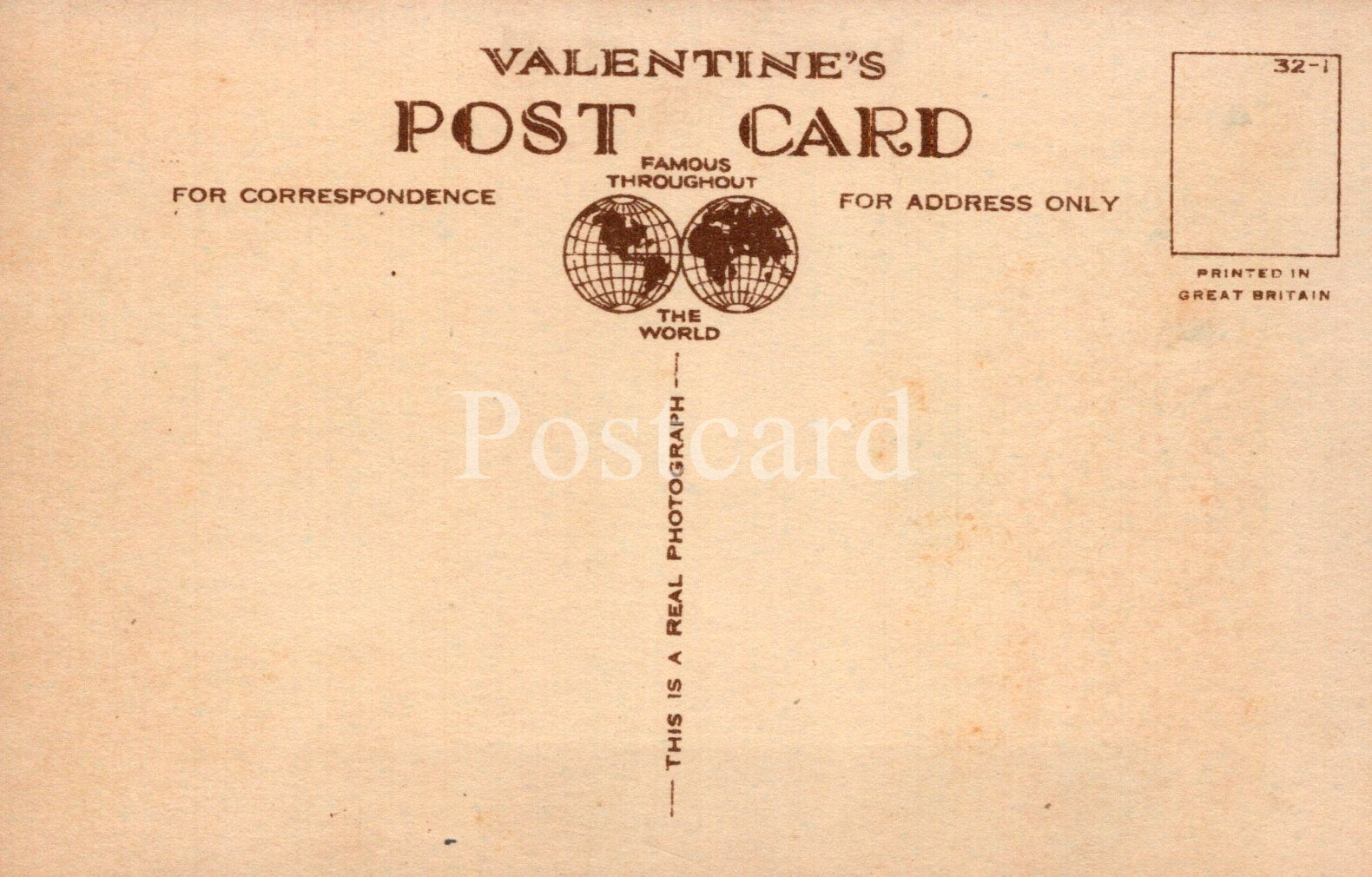 Vintage Valentine's postcard with text and world map design on a beige background