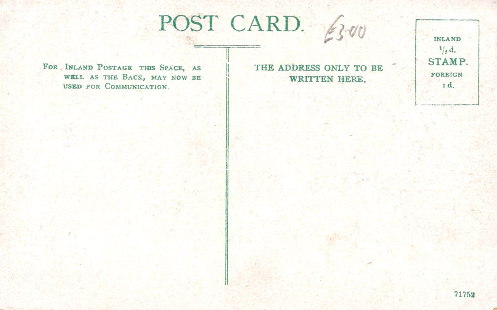 Vintage postcard with text and a green line on a white background