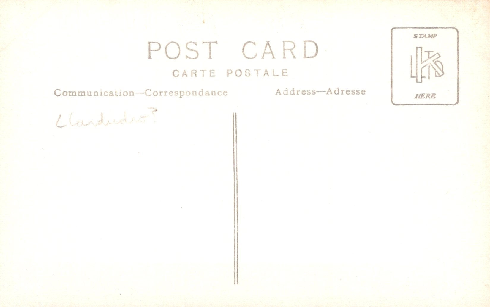 Postcard with text and a logo on a light background
