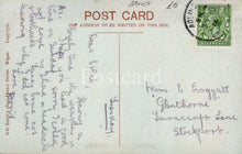 Load image into Gallery viewer, Vintage postcard with handwritten text and a postage stamp on the back
