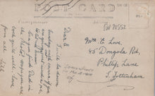 Load image into Gallery viewer, Vintage postcard with handwritten text on a blue background
