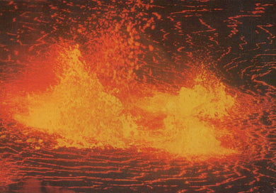 Close-up of glowing red and orange lava with a dark textured background