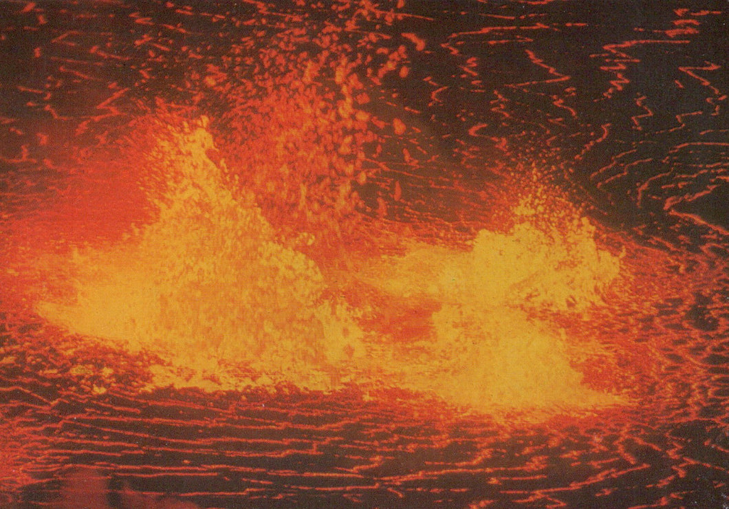 Close-up of glowing red and orange lava with a dark textured background