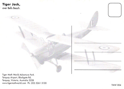 Vintage airplane illustration on a white background with contact information.