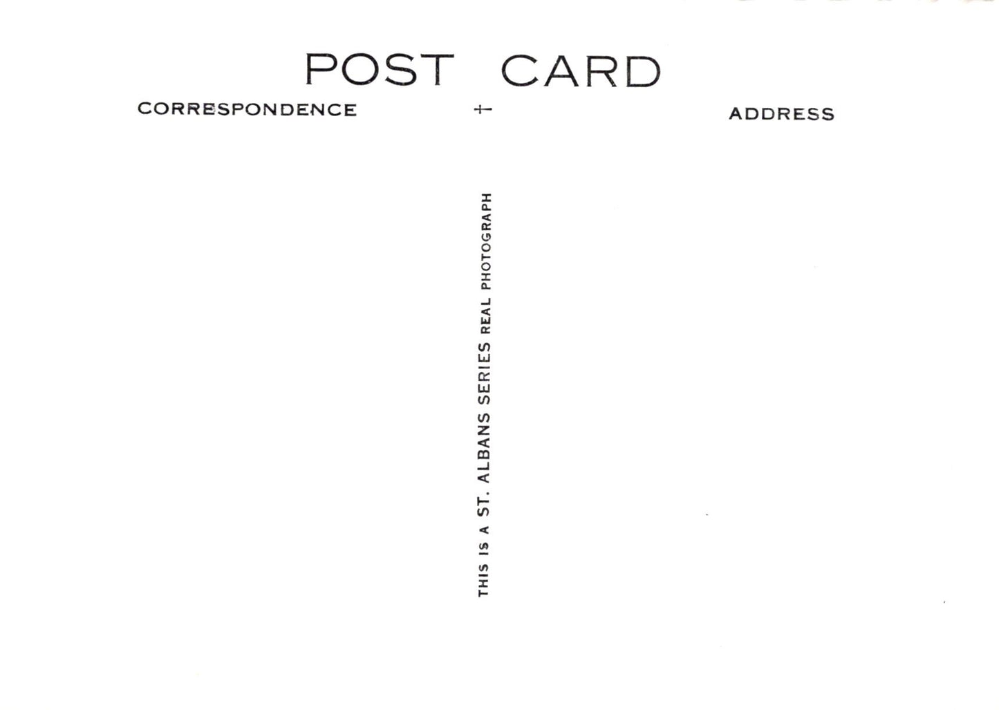 White postcard with black text and 'St. Albans' branding