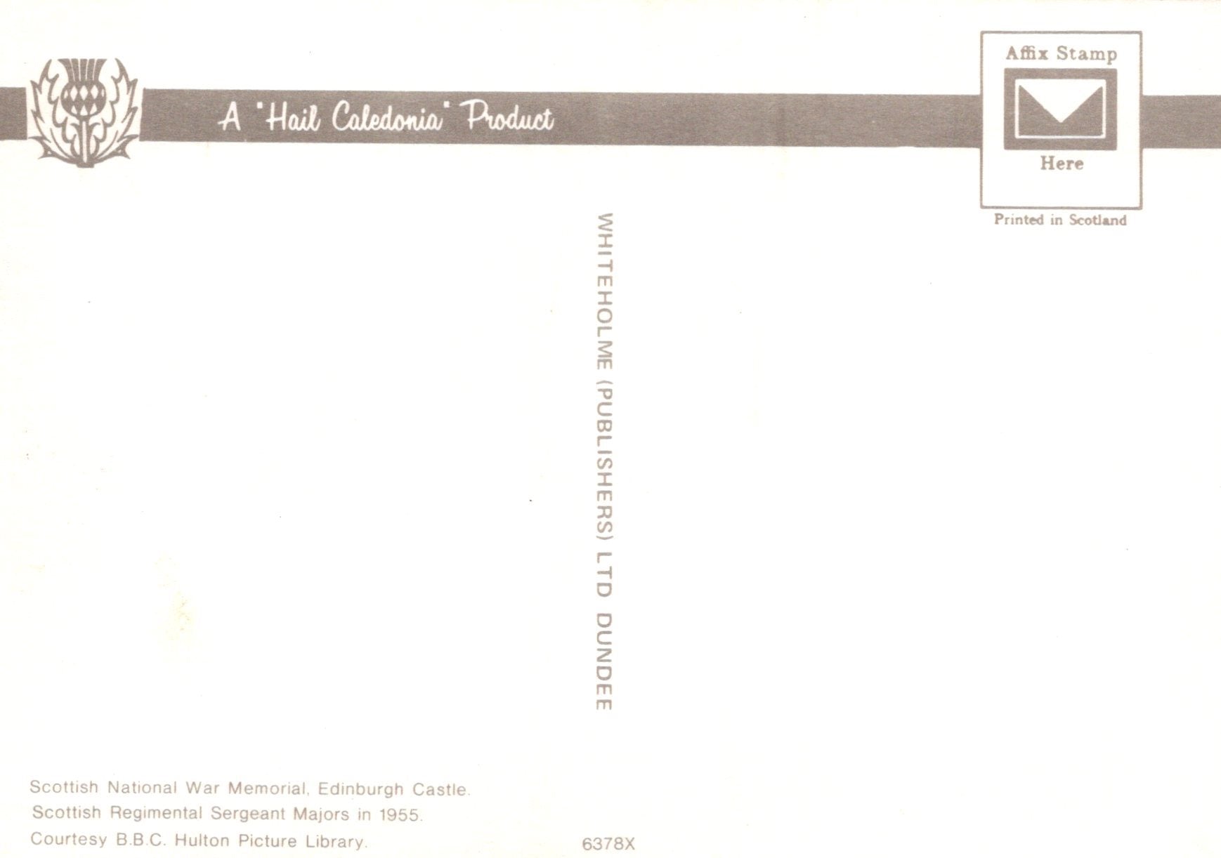 Product packaging with 'Hail Caledonia' branding and Scottish National War Memorial text.