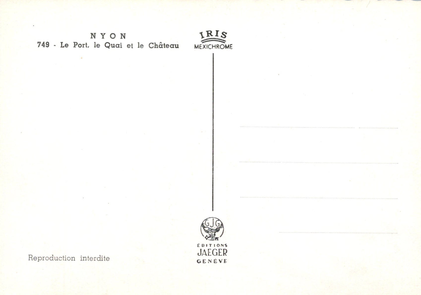 Vintage-style card with text and logos on a white background